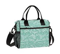 Grande borsa per il pranzo con motivo floreale natalizio verde e bianco, con cerniera, da donna, con tracolla, borsa per il pranzo per donne infermiere da viaggio