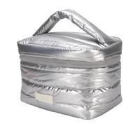 Grande Borsa per il Trucco, Borsa per Cosmetica Carina, Borsa Stoccaggio Cosmetico Viaggio Fatto in Tessuto Verso il Basso per un Facile Accesso per un Facile Accesso (SILVER)