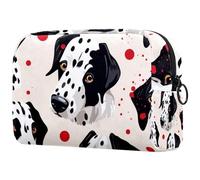 Grande borsa per il trucco con motivo a pois con cagnolini e cerniera, organizer da viaggio per cosmetici da donna, Multicolore 6, 18.5x7.5x13cm/7.3x3x5.1in, Art Deco