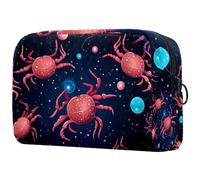 Grande borsa per il trucco con segno zodiacale del cancro con scorpione rosso con cerniera, organizer per cosmetici da viaggio per donne, Multi, 18.5x7.5x13cm/7.3x3x5.1in, Art Deco