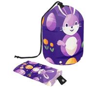 Grande borsa per il trucco da donna, borsa cosmetica pieghevole portatile, organizer per articoli da toeletta impermeabile, viola uovo di coniglietto pasquale, Multicolore,