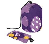 Grande borsa per il trucco da donna, impermeabile, con coulisse, organizer per articoli da toeletta, viola con coniglietto pasquale, Multicolore, 9.9x6.9in/25.2x17.6cm;6x3.5in/15.2x8.8cm