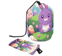 Grande borsa per il trucco da donna, impermeabile, organizer per articoli da toeletta, borsa per cosmetici portatile, viola uovo di coniglietto pasquale, Multicolore,