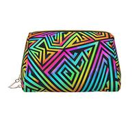 Grande borsa per il trucco da viaggio, organizer per cosmetici, in pelle, portatile, impermeabile, con cerniera, per donne e ragazze adolescenti, colori labirinto
