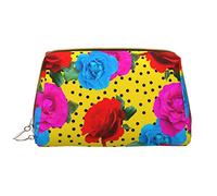 Grande borsa per il trucco da viaggio, organizer per cosmetici, in pelle, portatile, impermeabile, con cerniera, per donne e ragazze adolescenti, colorata rosa vero