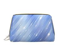 Grande borsa per il trucco da viaggio, organizer per cosmetici, in pelle, portatile, impermeabile, con cerniera, per donne e ragazze adolescenti, sfondo blu meteora