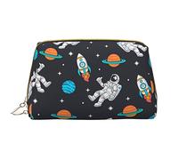 Grande borsa per il trucco da viaggio, organizer per cosmetici, in pelle, portatile, impermeabile, con cerniera, per donne e ragazze adolescenti, modello Space Man e Rocket