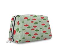 Grande borsa per il trucco in pelle con cerniera, tema Mardi Gras, perline e nappe a tema mascherata, organizer da viaggio per cosmetici da donna, verde viola, M, Verde Rosso_2, Taglia unica, Beauty
