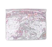 Grande borsa per il trucco Organizzatore cosmetico Bling con sabbie mobili in PVC impermeabile con chiusura a bottoni per le donne Custodia viaggio Rosa 23x18 cm