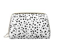 Grande borsa per il trucco portatile in pelle a pois neri e bianchi, in pelle PVC, chiusura con cerniera, borsa da viaggio da viaggio, borsa da viaggio, bianca, taglia unica, bianco, Taglia unica