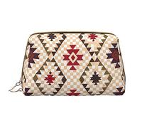 Grande borsa per il trucco portatile in pelle vettoriale geometrica, pelle pvc, chiusura a cerniera, borsa da viaggio borsa da viaggio, borsa da viaggio, bianca, taglia unica, bianco, Taglia unica