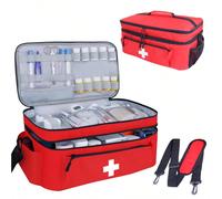 Grande borsa per kit di pronto soccorso con tracolla, scatola per medicinali, kit di emergenza da viaggio adatto per auto, casa, ufficio, attività all'aperto, campeggio, escursionismo, borsa per medic