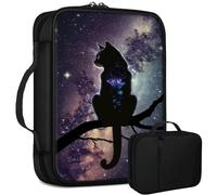 Grande borsa per la Bibbia con gatto e cielo stellato, per donne e uomini, borsa multifunzionale per la chiesa, protezione per la Bibbia, con manico, tasca con cerniera, regalo cristiano, materiale