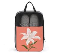 Grande borsa per scarpe da golf con giglio bianco su corallo pallido, per viaggi e uso quotidiano, anti-polvere, porta scarpe da golf