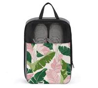 Grande borsa per scarpe da golf rosa e verde con foglie di banana, per viaggi e uso quotidiano, anti-polvere, porta scarpe da golf