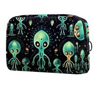 Grande borsa per trucchi extraterrestri con cerniera, organizer da viaggio per cosmetici da donna, Multi, 18.5x7.5x13cm/7.3x3x5.1in, Art Deco