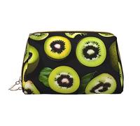 Grande borsa per trucchi portatile in pelle verde kiwi, in pelle PVC, chiusura con cerniera, borsa da viaggio da viaggio, bianca, taglia unica, bianco, Taglia unica