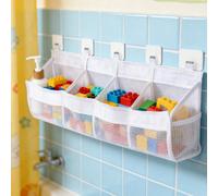 Grande borsa portaoggetti da bagno con 4 scomparti, organizer in rete per giocattoli da bagno per bambini, asciugatura rapida 1 borsa portaoggetti rosa per il bagno,1 borsa portaoggetti per il bagnoPo