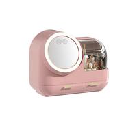 Grande borsa portatile con specchiera a LED rosa, ventilatore e tecnica per il trucco, dimensioni 37x31x20cm