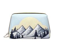 Grande borsa portatile di trucco del cuoio delle montagne innevate bianche, cuoio del PVC, chiusura a cerniera, borsa da viaggio della borsa da toilette, borsa di immagazzinaggio di viaggio, bianco,