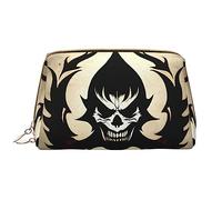Grande borsa portatile di trucco del cuoio di Satana del diavolo, cuoio del PVC, chiusura della cerniera, borsa da viaggio della borsa da toilette, borsa di immagazzinaggio di viaggio, bianco, Taglia