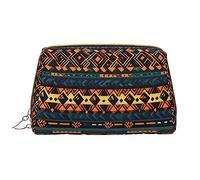 Grande borsa portatile di trucco del cuoio di struttura etnica tribale africana, cuoio del PVC, chiusura a cerniera, borsa da viaggio della borsa da toilette, borsa di immagazzinaggio di viaggio,