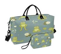 Grande borsa sportiva borsa da palestra grande borsa da aeroporto con tracolla regolabile per aereo da viaggio impermeabile modello senza cuciture carino yoga rane 2126012306, Multi, 1 size,