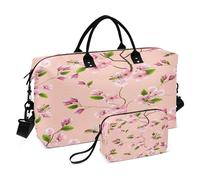 Grande borsa sportiva da allenamento con tracolla regolabile per palestra, set da 2 pezzi, motivo rami di ciliegio, api in fiore, rosa, Multi, 1 size, Moderno/adattabile
