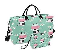 Grande borsa sportiva da palestra, borsone da weekender, borsa da toilette per escursionismo, multifunzionale, carina, mucca, mangiare, erba e fiori, infantile, Multi, 1 size, Moderno/adattabile