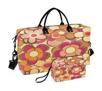 Grande borsa sportiva tote borsa da palestra da viaggio durante la notte borsa da trasporto con tracolla regolabile per viaggio pieghevole retrò Groovy hippie fiori modello, Multi, 1 size,