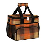 Grande borsa termica da campeggio per picnic, marrone e arancione, pieghevole, portatile, da viaggio, per uomini e donne, 20 l