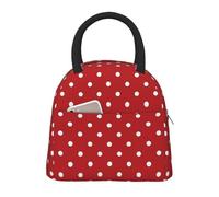 Grande borsa termica per il pranzo con stampa a pois bianchi, portatile, a prova di perdite, riutilizzabile, per lavoro, scuola, picnic, ragazzi e ragazze