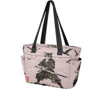 Grande borsa tote da donna pratica borsa giorno Samurai Cat