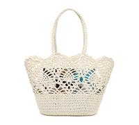 Grande borsa tote intrecciata da donna durevole estate spiaggia borsa in cotone robusto uncinetto borsa a tracolla per le vacanze