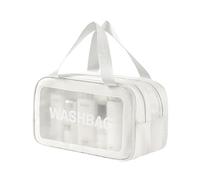 Grande borsa trasparente per il lavaggio, borsa da toilette per segregazione bagnata asciutta con borsa per trucco portatile in rete borsa cosmetica impermeabile in PVC per le donne, Medio-bianco