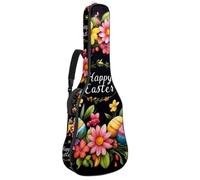 Grande borsa universale per chitarra acustica, impermeabile, con strato protettivo, tasche multiple, corona di Pasqua nera, Multicolore, 42.9x16.9x4.7 in, Borsa per chitarra