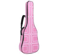 Grande borsa universale per chitarra acustica, impermeabile, con strato protettivo, zaino per chitarra con tasche multiple, motivo geometrico quadrato rosa, Multicolore, 42.9x16.9x4.7 in, Borsa per