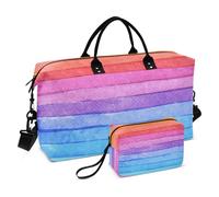 Grande borsone da viaggio, a righe arcobaleno, borsa da viaggio per donne e uomini, borsa da viaggio con custodia trolley, essenziale da viaggio in aereo per volare, #02, Taglia unica, alla moda