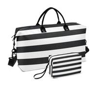 Grande borsone da viaggio, a righe bianche e nere, borsa da viaggio per donne e uomini, borsa da viaggio con custodia trolley, essenziale per viaggi in aereo, #02, Taglia unica, alla moda