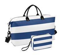 Grande borsone da viaggio, a righe blu e bianche, borsa da viaggio per donne e uomini, borsa da viaggio con custodia trolley, essenziale per viaggi in aereo, #03, Taglia unica, alla moda