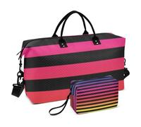 Grande borsone da viaggio, a righe color arcobaleno, borsa da viaggio per donne e uomini, borsa da viaggio con custodia trolley, essenziale da viaggio in aereo per volare, #02, Taglia unica, alla moda