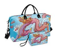 Grande borsone da viaggio, adorabile drago cinese, borsa da viaggio per donne e uomini, borsa da viaggio con custodia trolley, essenziale per viaggi in aereo, #04, Taglia unica, alla moda