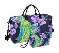 Grande borsone da viaggio, bellissimo motivo pavone, borsa da viaggio per donne e uomini, borsa da viaggio con custodia trolley, essenziale da viaggio in aereo per volare, #04, Taglia unica, alla moda