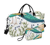Grande borsone da viaggio, bellissimo pavone con fiori, borsa da viaggio per donne e uomini, borsa da viaggio con custodia trolley, essenziale da viaggio in aereo per volare, #04, Taglia unica, alla