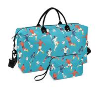 Grande borsone da viaggio, borsa da palestra, borsa da palestra, per il fine settimana, per giocatore di calcio, bagaglio a mano con borsa da toilette, Giocatore di calcio, Sports Bag：52*20*35cm