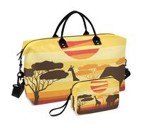 Grande borsone da viaggio, borsa da viaggio etnica africana, savana, giraffa, elefante, borsa da viaggio per donne e uomini, borsa da viaggio con custodia trolley, essenziale da viaggio in aereo per