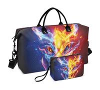 Grande borsone da viaggio, borsa da viaggio magica con testa di drago di fuoco, borsa da viaggio per donne e uomini, borsa da viaggio con custodia trolley, essenziale da viaggio in aereo per volare,