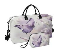 Grande borsone da viaggio, borsa da viaggio per donne e uomini, borsa da viaggio con custodia trolley, essenziale da viaggio in aereo per volare, Farfalla viola inchiostro, Taglia unica, alla moda
