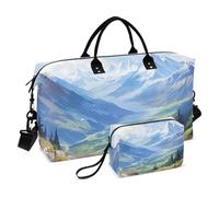 Grande borsone da viaggio, borsa sportiva da palestra, per la notte, per il fine settimana, con campo fiorito, borsone da portare a mano, con borsa da toilette, Fiore Campo Collina, Sports