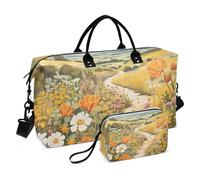 Grande borsone da viaggio, borsa sportiva da palestra, per la notte, per il fine settimana, con motivo floreale, Vicolo dei fiori selvatici, Sports Bag:52*20*35cm;Toiletry Bag:23*9*15cm, Borsone da